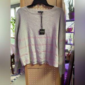 Proof New York long wide sleeve top gray color with pink strips size med…